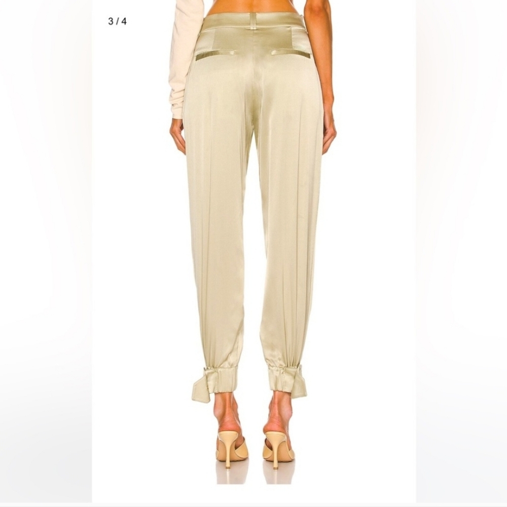 Retrofete Rocky Silk Pant in Sage Green Women’s Size Small Pleated High-Rise - Picture 2 of 9